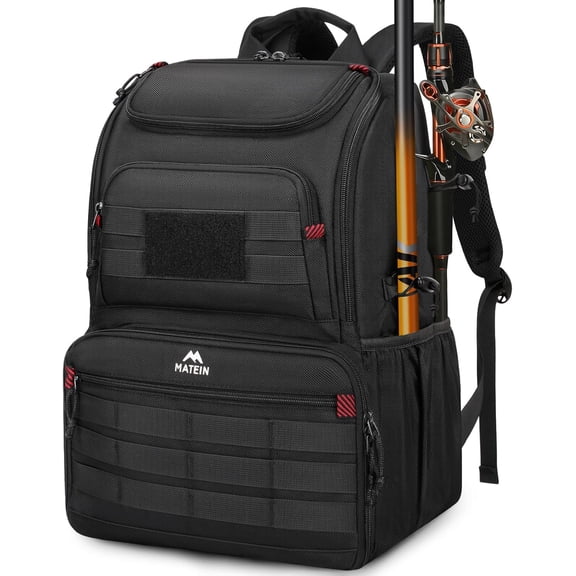 Fishing Backpack with USB Charging Port and Cooler Compartment for Tackle Storage