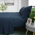 thumbnail image 3 of Marquess 4 Piece Microfiber Navy Blue Queen Bedding Sheet Set, Deep Pocket Bed Sheets, 3 of 8