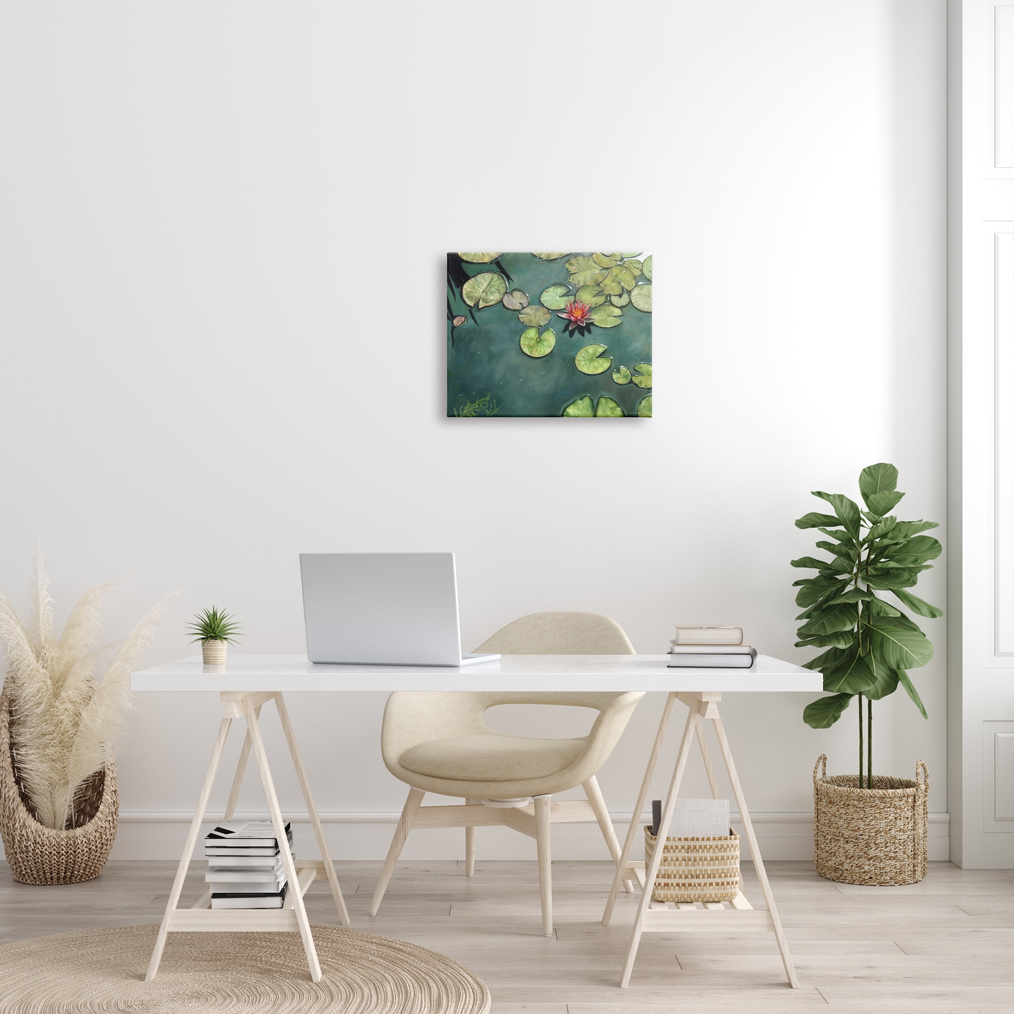 Stupell Industries Pond Lily Lotus Blossom Floating Peaceful Botanicals Painting Gallery Wrapped Canvas Print Wall Art, Design by David Stribbling