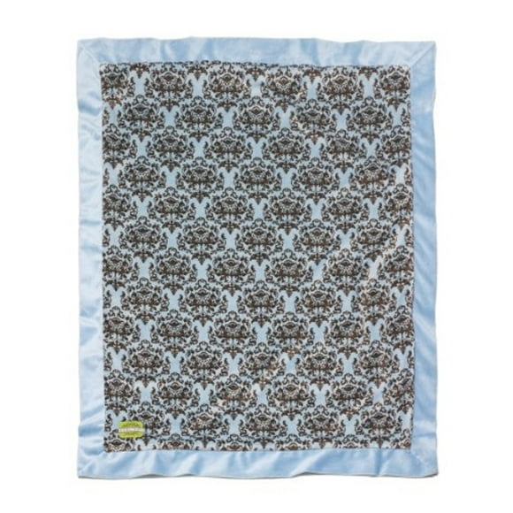 Kivelli Baby Couture Plush Mia Damask Minky Blankets - Blue/Brown 30 X 36