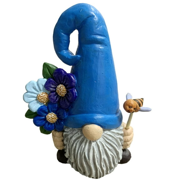 Blue Resin Gnome Statue for Decoration in Garden Yard or Patio with Cartoon Style 6.5 Inches