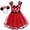 A194-Red, variant on AoDai A little girl in a red polka-dot puff-sleeved dress with a bow hairband, suitable for baby and toddler birthday parties and role-playing costumes