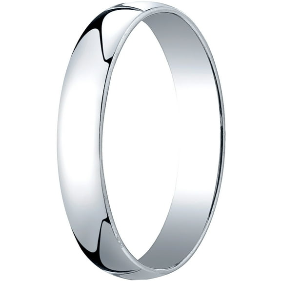 Mens 14K White Gold, 4.0mm Low Dome Light Wedding Band (sz 7.5)