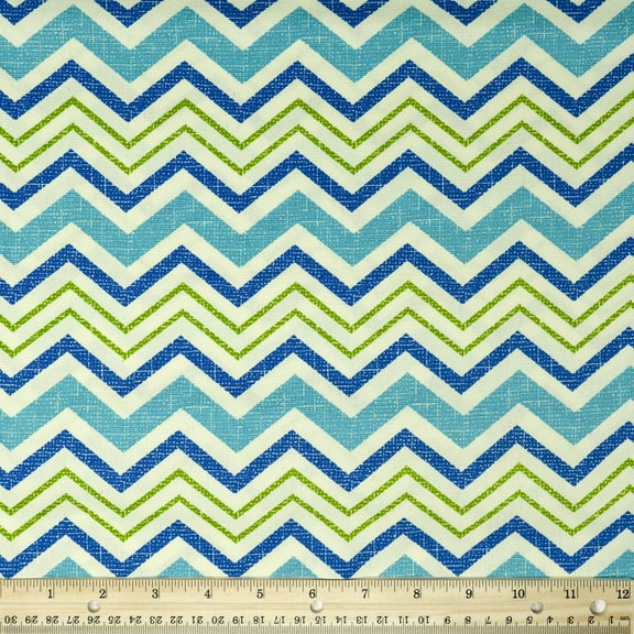 Waverly Inspirations 45" 100% Cotton Chevron Sewing & Craft Fabric 8 yd By the Bolt, Azure