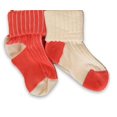 thumbnail image 3 of Sierra Socks Toddler Combed Cotton Ribbed Turn Cuff 2-Pack Socks (Coral/Cream, 1-2 years (Fits Shoe Size 3-7)), 3 of 4