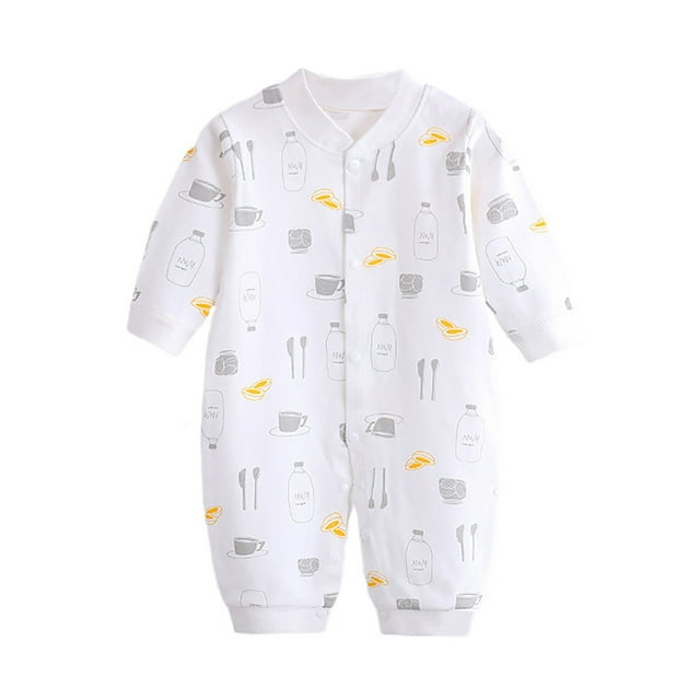 TIEVOSA Barboteuse en Coton Imprimé pour Garçons et Filles, Tenues 3-6 Mois (Blanc)