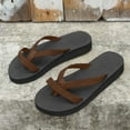 thumbnail image 5 of HNMKIU Summer Fashion Casual Comfortable Flat Slide Sandals Soft Flip Flops for Women for Beach Outdoor Wear Womens Slippers Brown,9, 5 of 8