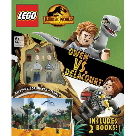 Lego(r) Jurassic World(tm) Owen vs. Delacourt (Hardcover) A new  VS  format combines interactive play with exciting adventures for the ultimate LEGO(R) Jurassic World(TM) showdown! Jurassic World: Dominion brings all the wonder  adventure  and thrills of one of the most popular and successful franchises in cinema history. This all-new motion picture event sees the return of favorite characters as well as all the dinosaurs and prehistoric creatures that fans love. Including 2 fun activity books  2 LEGO(R) minifigures with accessories  and a 3D pop-up play scene  this set will inspire creative play and encourage kids to imagine new adventures featuring their favorite heroes from the world of LEGO(R) Jurassic World(TM). Format includes a 3D double-sided gatefold panorama play scene  2 LEGO(R) Jurassic World(TM) minifigures with accessories  and 2 interactive books for hours of imaginative play Aligned with June 2022 release of highly anticipated movie Jurassic World: Dominion  featuring characters from both the Jurassic Park and Jurassic World franchises A great holiday gift for boys and girls  Christmas stocking or Easter basket stuffer  family activity gift  or birthday gift for kids ages 6 and up WARNING: SMALL PARTS. NOT SUITABLE FOR CHILDREN UNDER 3 YEARS OF AGE - CHOKING HAZARD Jurassic World Dominion (c) 2022 Universal City Studios LLC and Amblin Entertainment  Inc. All Rights Reserved. LEGO  the LEGO logo  the Brick and Knob configurations and the Minifigure are trademarks and/or copyrights of the LEGO Group. (c) 2022 The LEGO Group. All rights reserved.