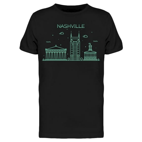 Smartprints Mens Graphic Tee - Nashville Skyline Tennessee - Regular Fit 100% Cotton