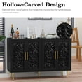 thumbnail image 3 of HLR 48" Accent Cabinet with 4 Doors, Vintage Hollow Carving Storage Credenza, Sideboards and Buffets Cabinet for Living Room, Kitchen, Dining Room, Entryway,Black, 3 of 7