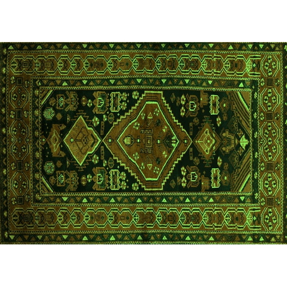 Ahgly Company Indoor Rectangle Persian Green Traditional Area Rugs, 4' x 6'
