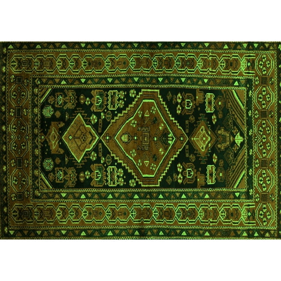 Ahgly Company Indoor Rectangle Persian Green Traditional Area Rugs, 5' x 7'
