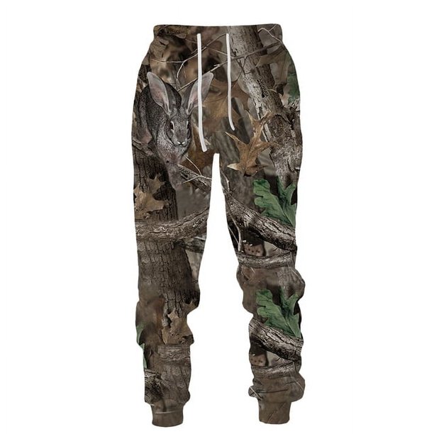 Pantalones largos con estampado 3D para hombre, ropa deportiva informal de camuflaje para acampar al aire libre, caza de animales salvajes, ciervo, jabalí, pesca y Fitness