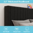 thumbnail image 3 of Papajet Full Size Bed Frame with Velvet Upholstered Headboard & Wood Slats, Black, 3 of 7