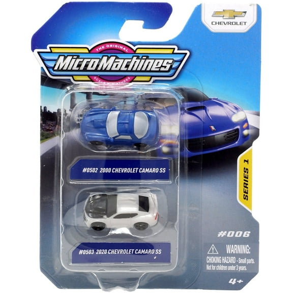 2000 and 2020 Chevy Camaro Micro Machines 2-pk