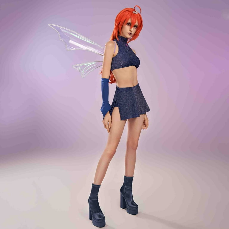 Officially Licensed] Winx Club Dark Bloom Fairy Costume for Women Dark Blue  Top and Skirt with Wings, XL - Walmart.com