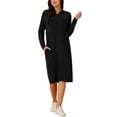 thumbnail image 1 of Vestido de sudadera con capucha para mujer INSPIRE CHIC, suéter casual de manga larga, vestido midi con bolsillo, negro S, 1 of 1