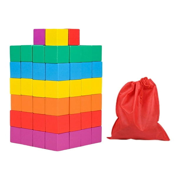 Cubos de madera de colores sólidos, juguete matemático, bloques de madera cuadrados de colores para el aula 2 cm 100 piezas