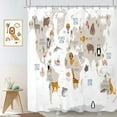 thumbnail image 3 of Kids World Map Shower Curtain,Animal Map Educational Geography Learning Tool Shower Curtains for Bathroom Cartoon Funny Waterproof Fabric Bathroom Curtains with Plastic Hooks-72"W x 72"L (Pack of 1), 3 of 7