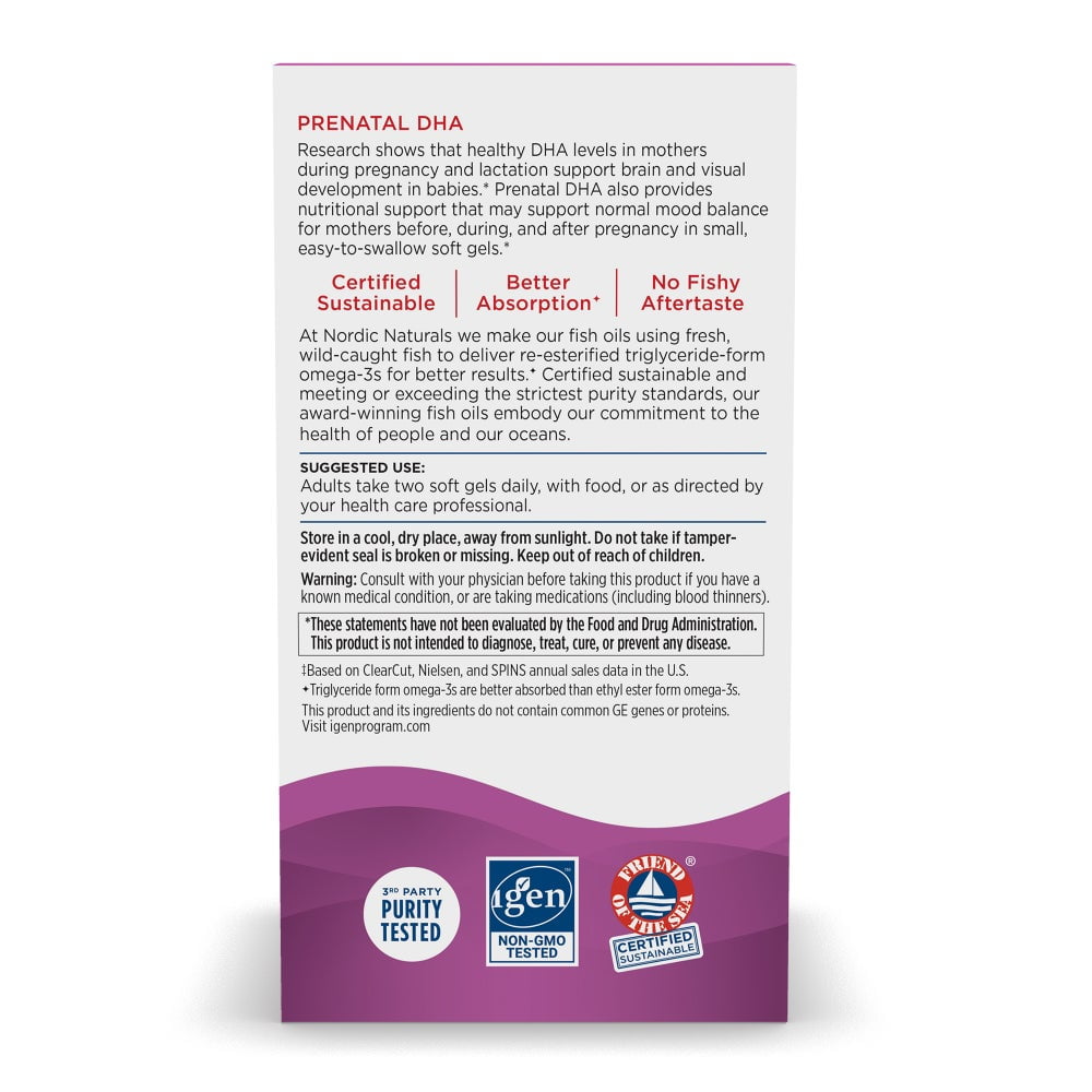 Nordic Naturals Prenatal DHA Softgels, Strawberry, 830mg, 90 Ct
