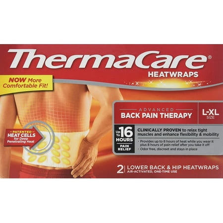 Lower Back & Hip HeatWraps, L/XL, 8 Hour-2ct, Therapeutic Heatwraps for Pain Relief + Muscle Relaxation. By