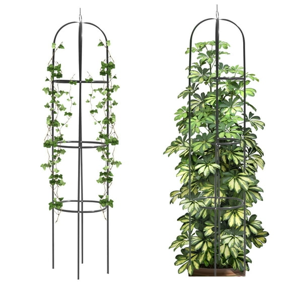 Heyfurni Treillis de Jardin Obélisque 6.3 Pieds, Support de Plantes en Métal Vert pour Grimper Vignes et Fleurs