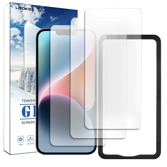 3 Pack Screen Protector for iPhone 14 [6.1 Inch] with Easy Installation Frame, Tempered Glass Film, HD Clear, 9H Hardness, No Bubbles, Case Friendly