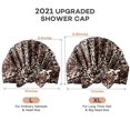 thumbnail image 4 of Bonnet de Douche pour Femmes, P5HAO Bonnet de Douche Imperméable Réutilisable pour la Douche, Bonnet de Douche Extra Large, avec Sangle de Nœud Frontal Ajustable, pour Toutes les Longueurs de Cheveux des Femmes (Léopard), 4 of 7