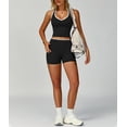 thumbnail image 3 of PISONIC Women Two Piece Workout Sets Color Block Backless Tank Top and High Waist Booty Lifting Shorts Gym Yoga Active Outfits, 3 of 6