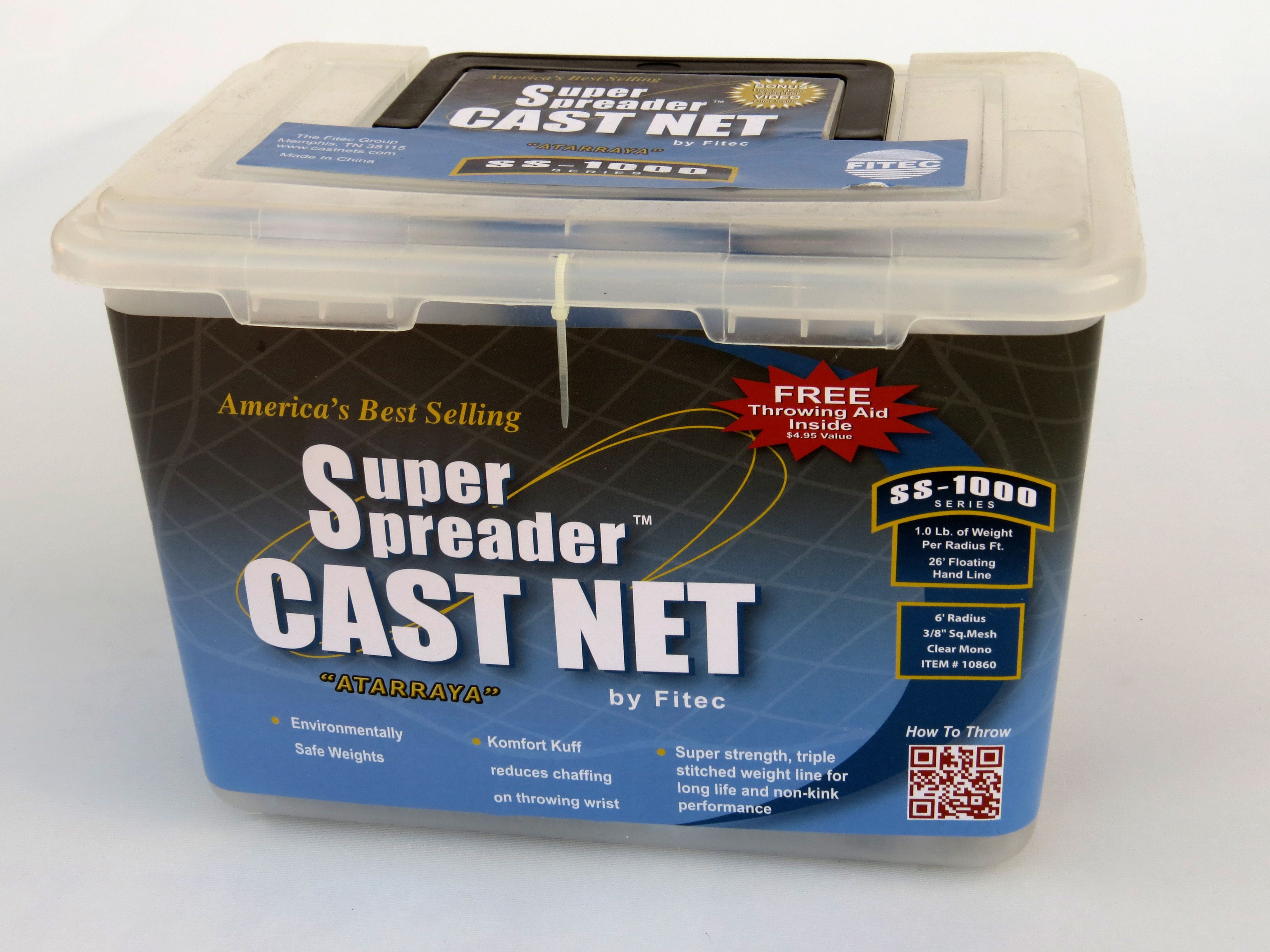 FITEC SS1000 Super Spreader Cast Net 5'x 1/4" Mesh, Clear, 1 lb wt
