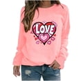 thumbnail image 1 of Amzcrzy Hauts pour Femmes Décontractés Col Rond Printemps Été Hauts Mode Imprimé Cœur d'Amour Saint-Valentin Chemises pour Femmes Classique Polyvalent Manches Longues Tee-Shirt Valentines, 1 of 3