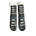 thumbnail image 4 of Arlun 1 Pair Men's Fuzzy Slipper Socks Cute Crocodile Graphic Soft Cozy Fluffy Grips Socks Winter Warm Non Christmas Mid-Calf Casual Socks for Christmas Gifts Grey One Size, 4 of 4