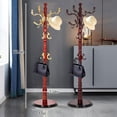 thumbnail image 4 of Wood Coat Rack Freestanding, Entryway Coat Rack With 14 Hooks, Adjustable Coat Standing Tree Easy Assembly for Coats for Entry Ways, hallways, bedrooms and Offices (Begonia color), 4 of 8