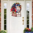 thumbnail image 5 of Patriotic Wreath for Front Door 17.7 Inch, Red White Blue Artificial Flower Decoration for 4th of July Memorial Day Independence Day, Outdoor Porch Wall Decor, 5 of 9
