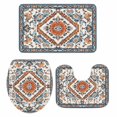 thumbnail image 2 of Bohemia Flower Bathroom Rugs Set Retro Boho Ethnic Farmhouse Floral Pattern Non Slip Absorbent Soft Bath Mats 3 Piece Set with Bathroom Rug, U-Shaped Floor Mat, Toilet Seat Cover Small Size, 2 of 9