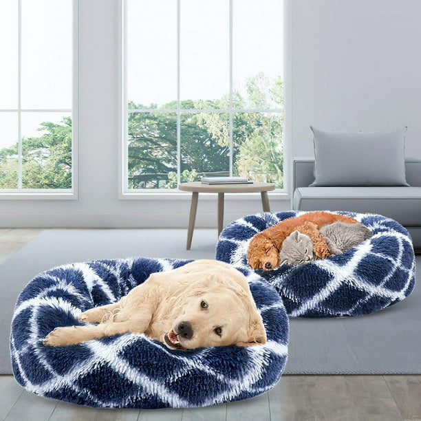 Iguohao Calming Dog Bed For Small Medium Large Dogs And Cats Anti Anxiety Faux Fur Donut Comfortable Self Warming Washable Orthopedic Sleeping Pet B