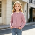 thumbnail image 5 of Husipze Cable Knit Cardigan Sweater for Girl Button Front Long Sleeves Cozy Soft Relaxed Fit Lightweight Fashion Outerwear Pink 4-5 Years, 5 of 7