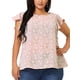 thumbnail image 2 of Women's Plus Size Blouse Floral Tie Waist Flare Sleeve Top Pink 3X, 2 of 7