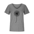 thumbnail image 4 of ZunFeo Womens Summer Tops Casual Junior Tops Comfy Short Sleeve Printed V Neck Slim Tee Shirts Gray L, 4 of 5