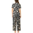 thumbnail image 3 of INSPIRE CHIC Women's Satin Pajama Set Silk Floral Short Sleeves Top and Pants 2 Pcs Pajamas XL Black-White, 3 of 6