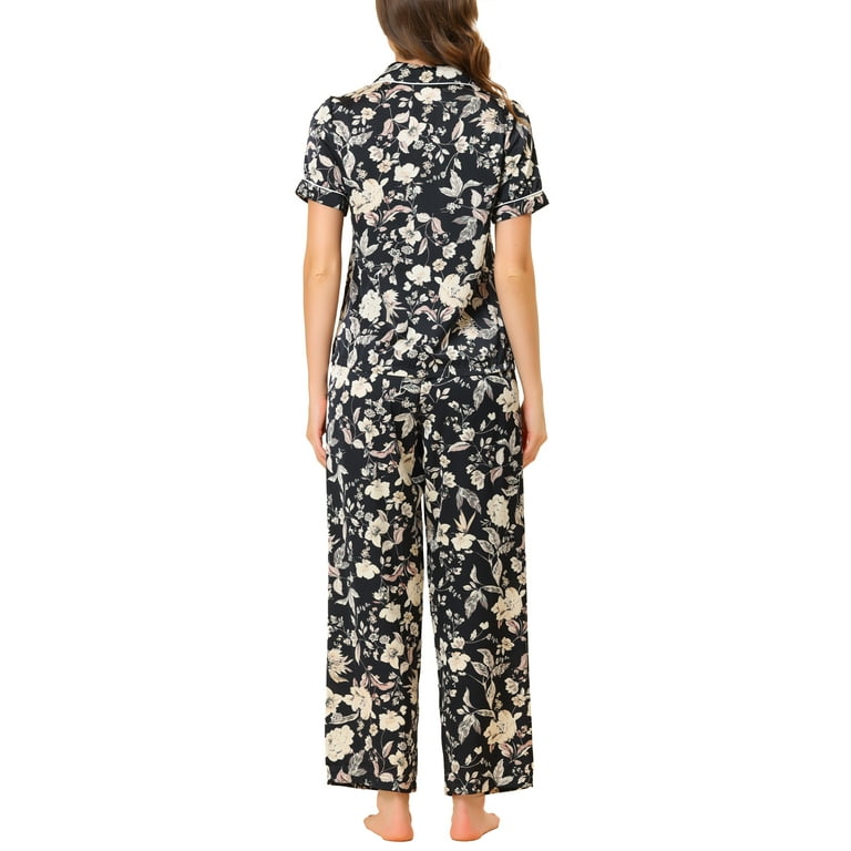Unique Bargains Women's Plus Size Pajama Silk Ruffle Cami Sleep Wear  Sleepwear Sets 