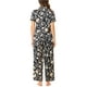 thumbnail image 3 of Conjunto de pijama de satén para mujer INSPIRE CHIC, top de seda con flores de mangas cortas y pantalones, 2 piezas, pijamas XL en negro y blanco, 3 of 6