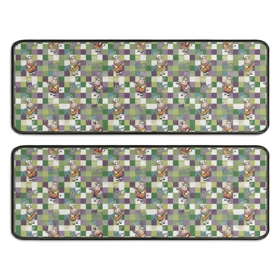 Kitchen Rugs Sets Of 2,Colorful Checkered Cow Pattern Anti Fatigue Kitchen Mat Rugs Non Slip Washable,Decorative Kitchen Floor Mats for Kitchen,Sink,Laundry,17"x47" 17"x47"