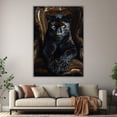 thumbnail image 6 of Mudket Framed Panther Canvas Wall Art, Panther on Ornate Gold Chair Print, Luxury Animal Wall Decor for Men Living Room Office - 12"L x 8"W, 6 of 10
