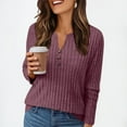 thumbnail image 4 of Helii Womens Fall V Neck long Sleeve Shirt Regular Fit Tunic Tops Knitted Stripe Blouses Sweater for Women Dressy Business Casual Purple XXL, 4 of 6