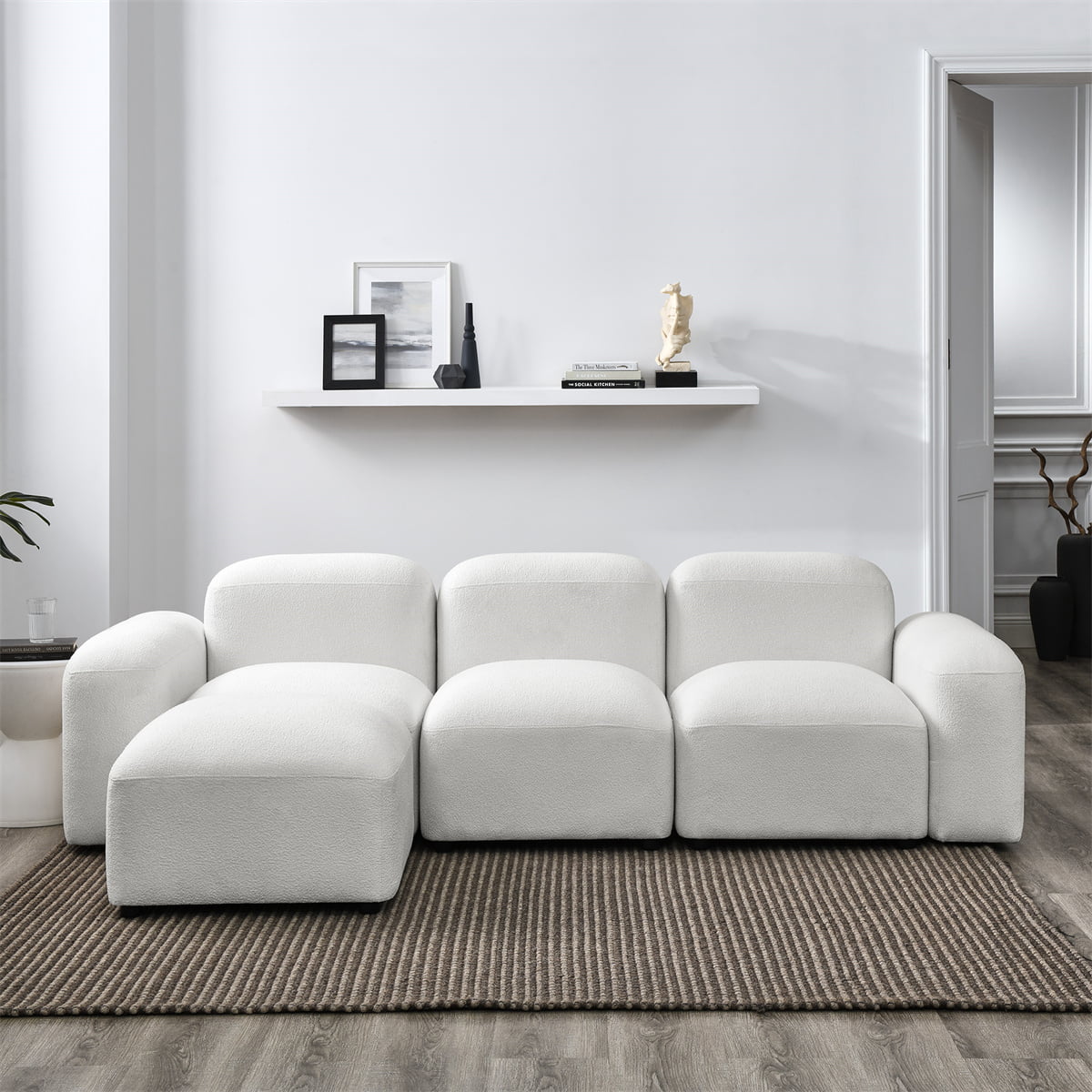 Discreto Relacionado Ropa Modular Sectional Sofa,L Shaped Reversible Sofa,DIY Combination Sofa with  Solid Wood Frame and Padded Cushion,Single Sofa Chair and  Ottoman,Upholstered Couch for Living Room Office Hotel, Ivory - Walmart.com