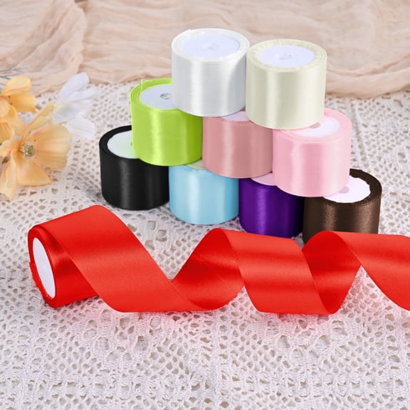 Double Face Satin Ribbon, 10 Colors, 1.5" x 5 Yards (50 Yards Total)