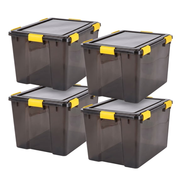 IRIS, 19 Gal Plastic Storage Bins with Sealed Lids, Black Gasket Box Airtight Containers 4Pk