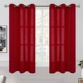 thumbnail image 1 of ZMLEVE Rideaux Semi-Transparents Aspect Lin pour Chambre, Illets de Noël Filtrant la Lumière, Rideaux d'Intimité Décontractés Texturés Rouges pour Salon, 2 Panneaux (Chacun 42 x 63 Pouces, Rouge Bouffon), 1 of 7
