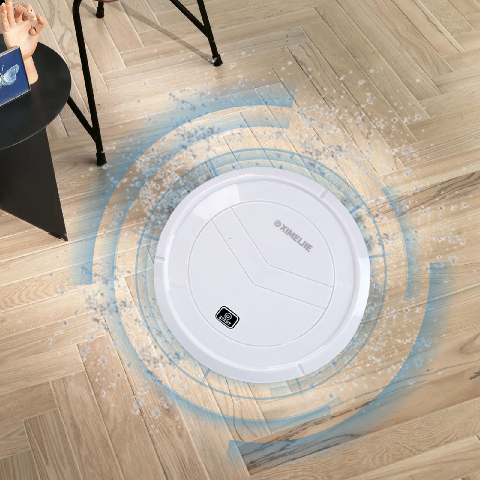 Oggfader Robot Vacuum Mini Sweeping Robot Home Suction Mop 2 in 1 Sweeping Robot Promotional Gift White